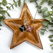 Three Piece Merkaba Pendulum Gift Set including Rose Quartz, Clear Quartz, and Shungite