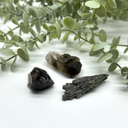 Get Grounded Gift Set - Smoky Quartz, Black Kyanite Crystal, and Smoky Amethyst Natural Point