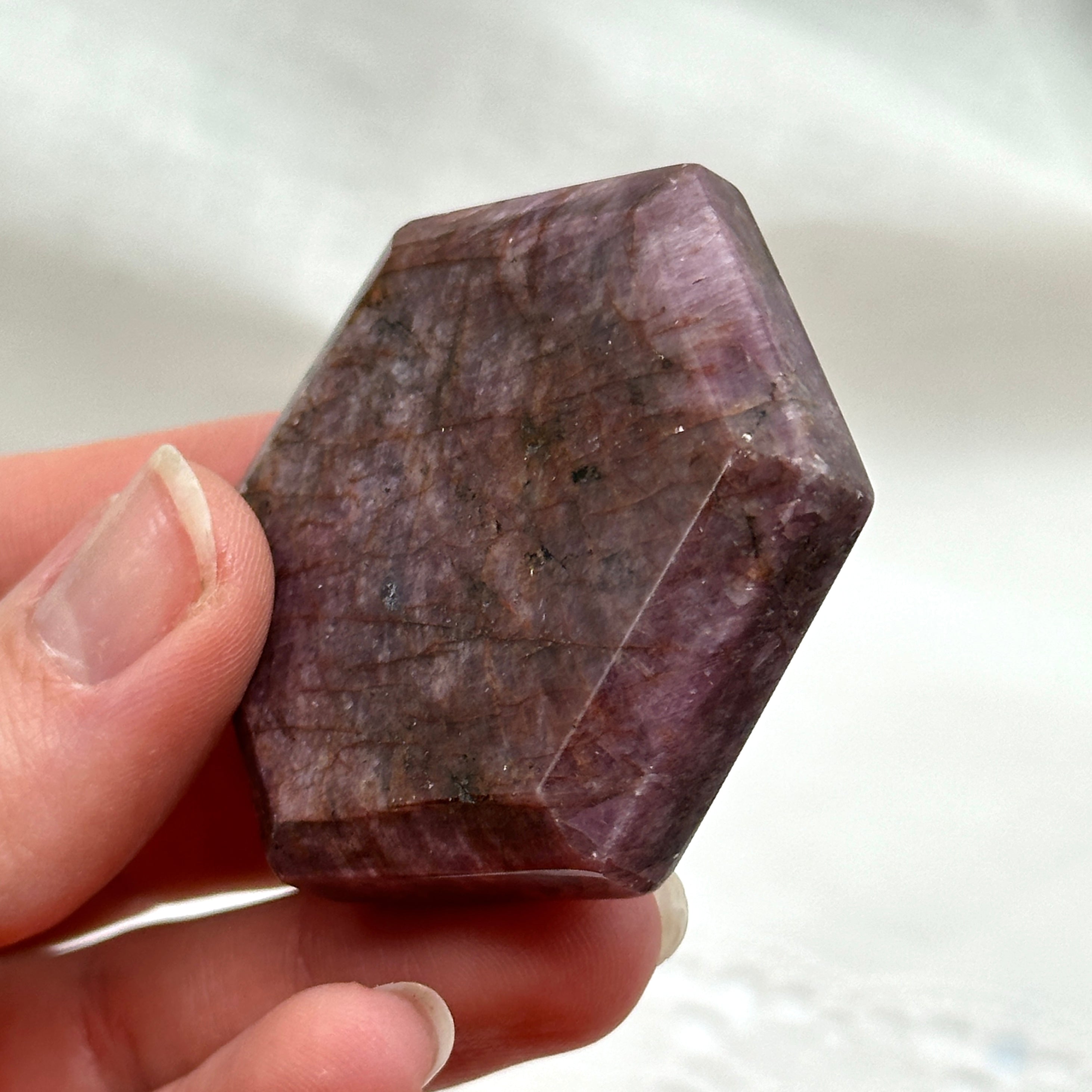 Large Hexagonal Ruby Polished Handheld Specimen
