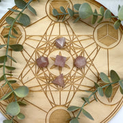 Rose Quartz Crystal Platonic Solids Geometric Carving Set for Crystal Grids