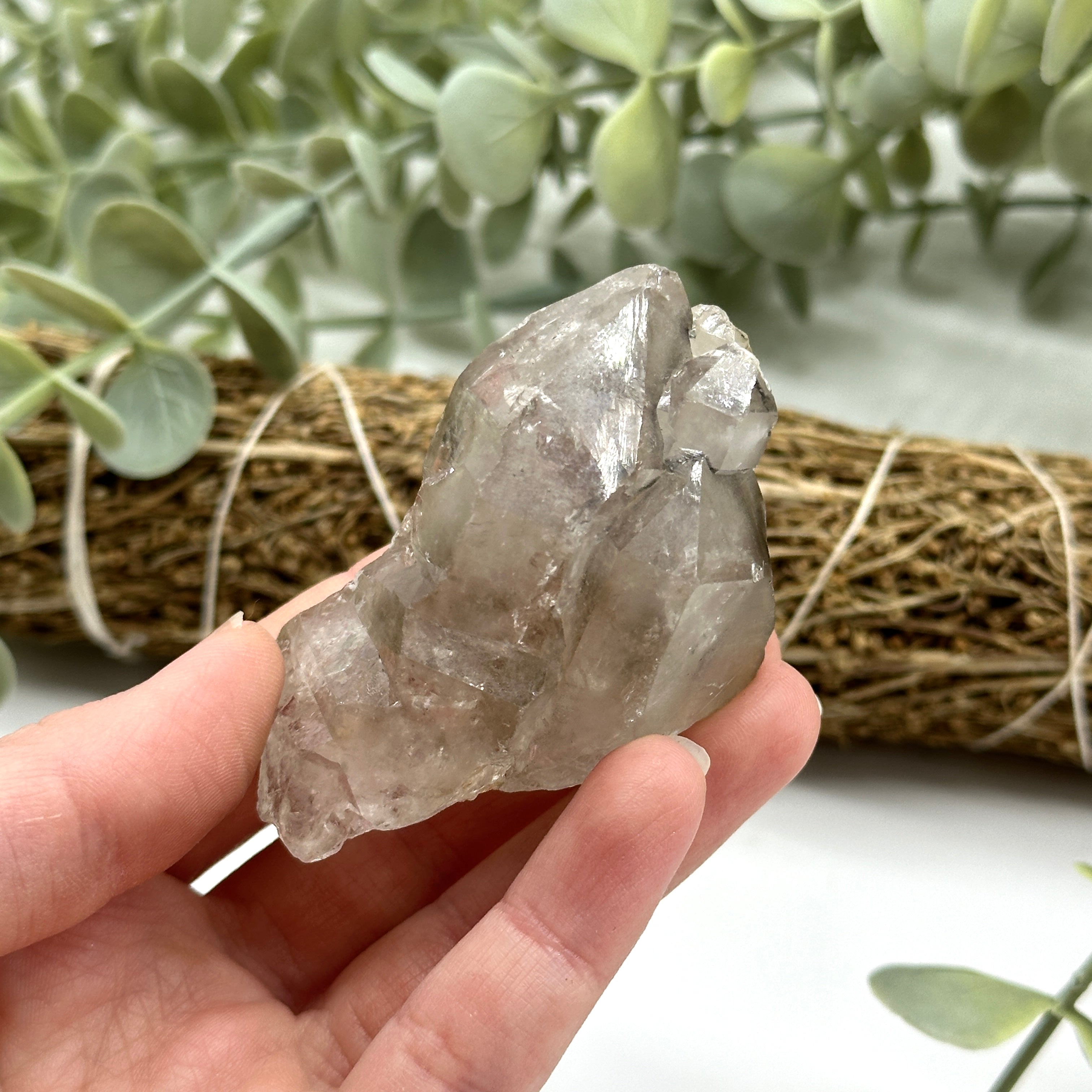 Large Natural Smoky Tibetan Quartz Skeletal Crystal Point