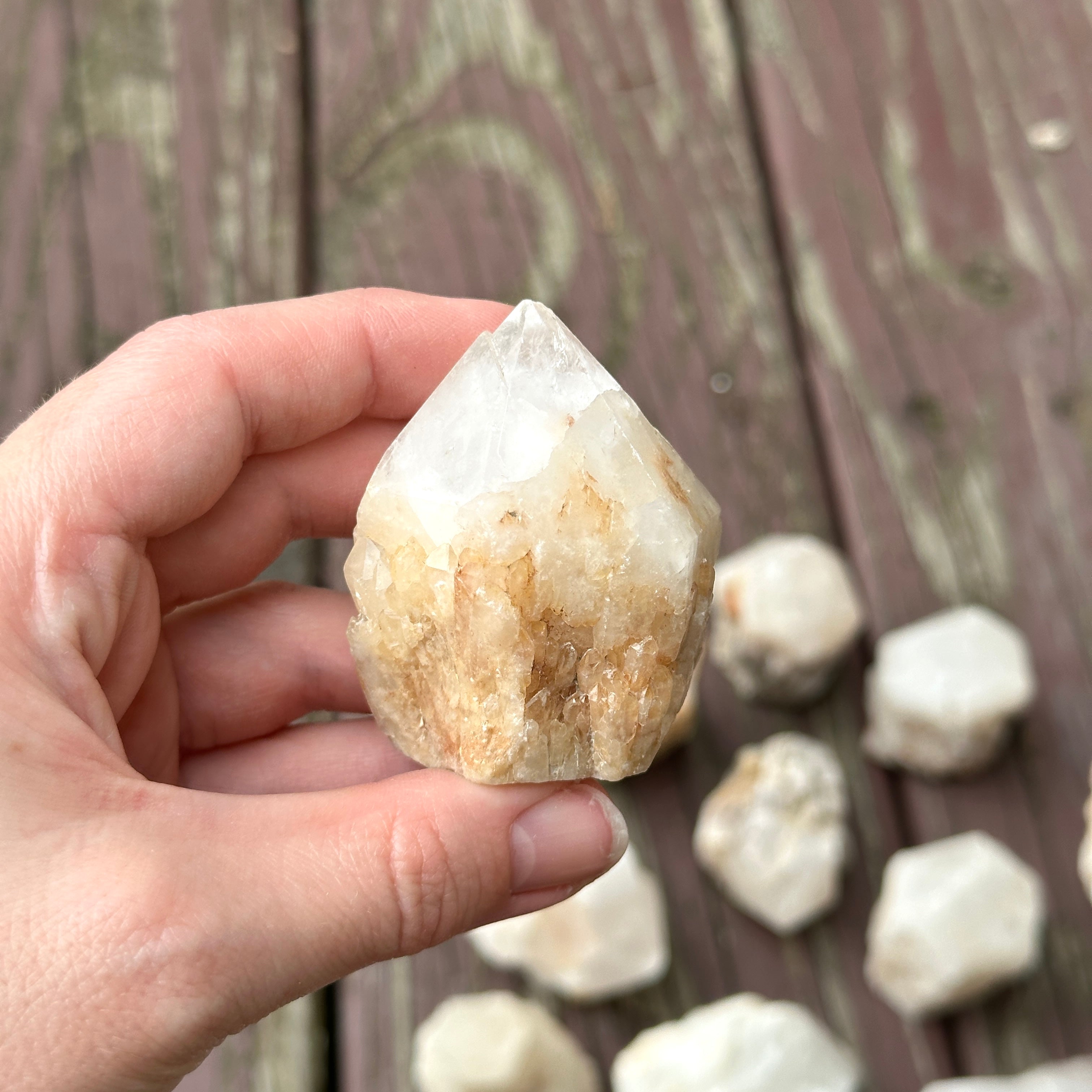 One Candle Quartz Natural Elestial Standing Point