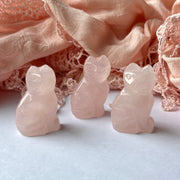 Rose Quartz Cat Carving