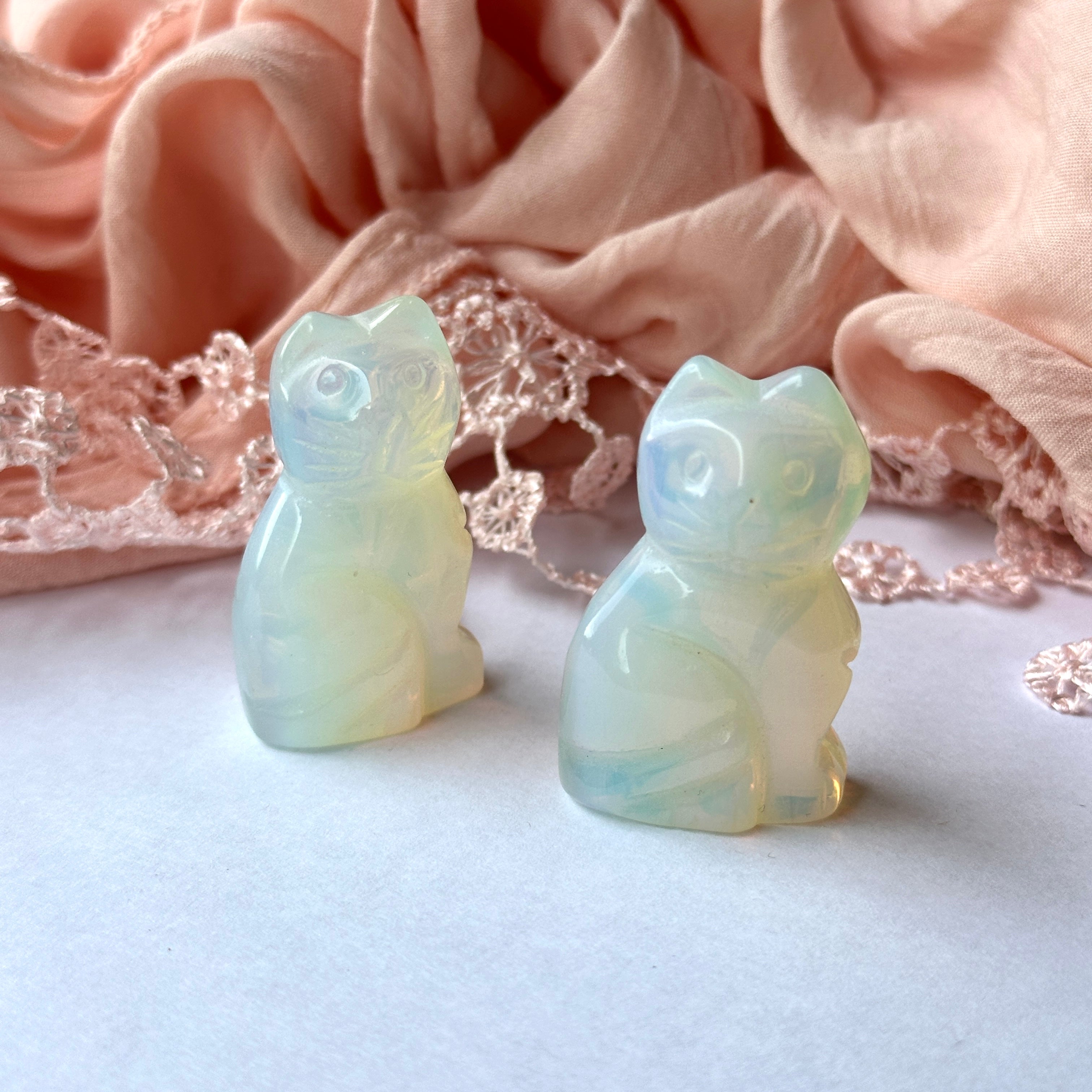 Opalite Cat Carving