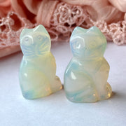 Opalite Cat Carving