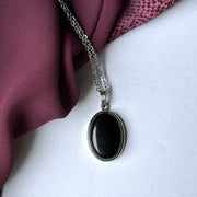 Black Obsidian Gemstone Pendant and Chain