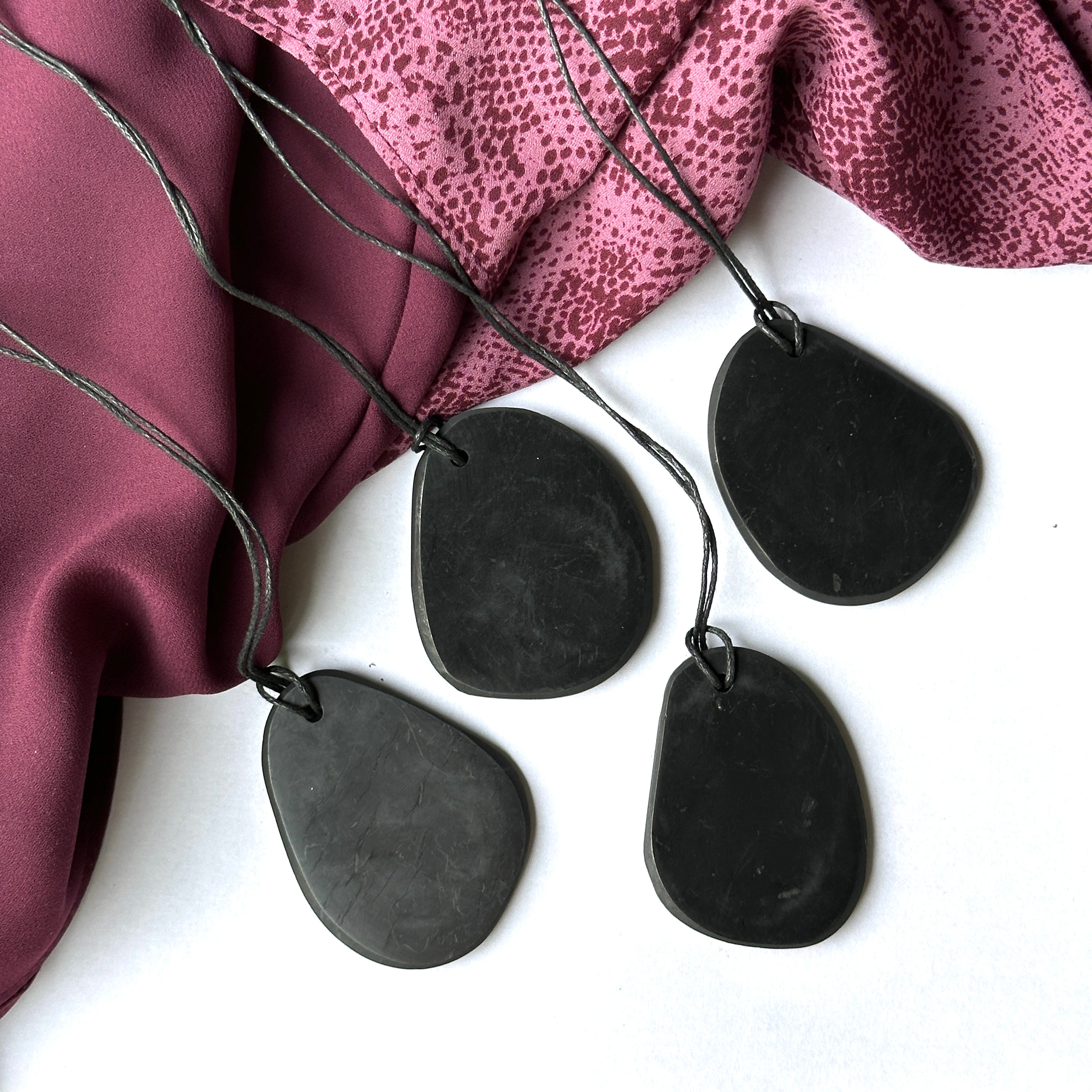 Freeform Shungite Pendants on Necklace Cord