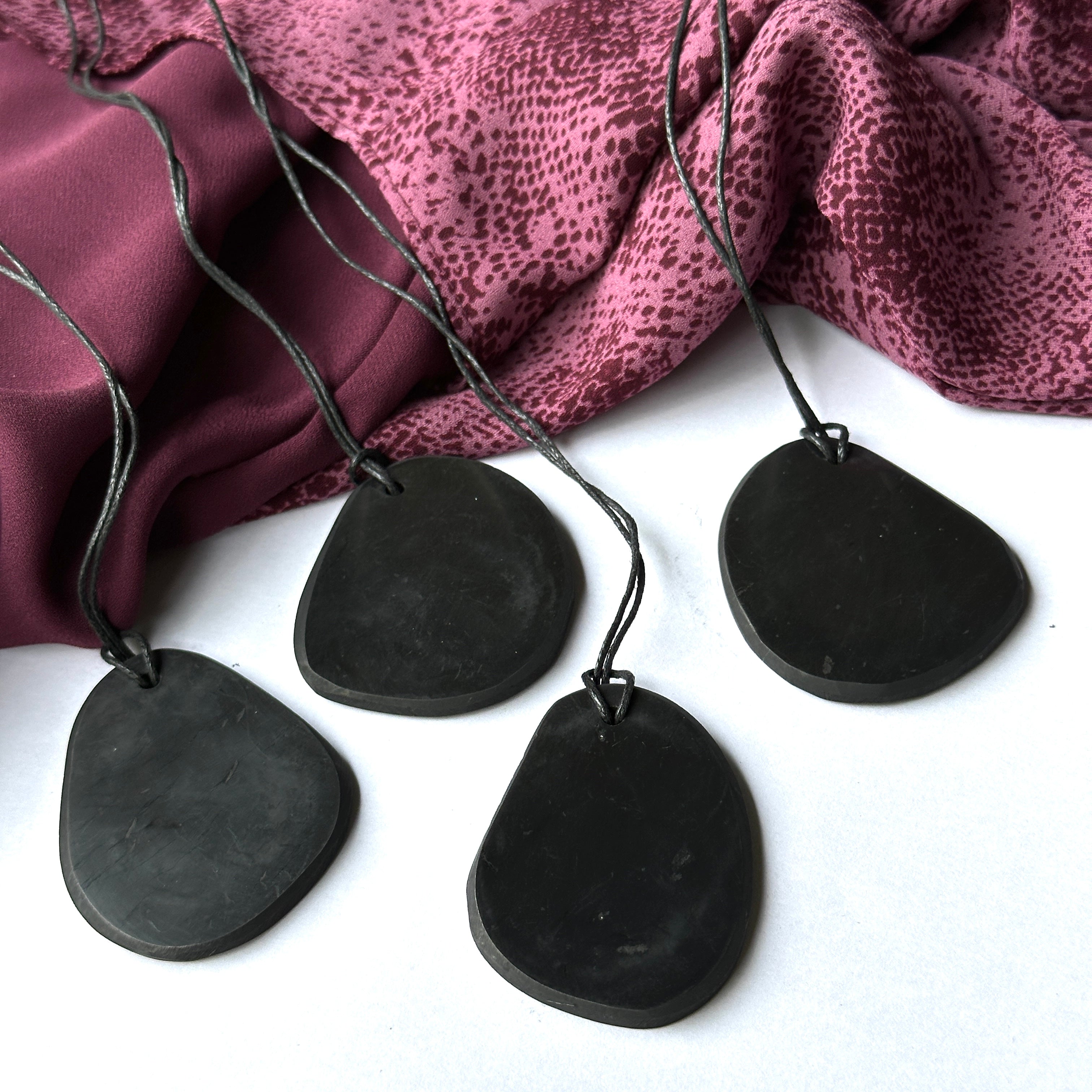 Freeform Shungite Pendants on Necklace Cord