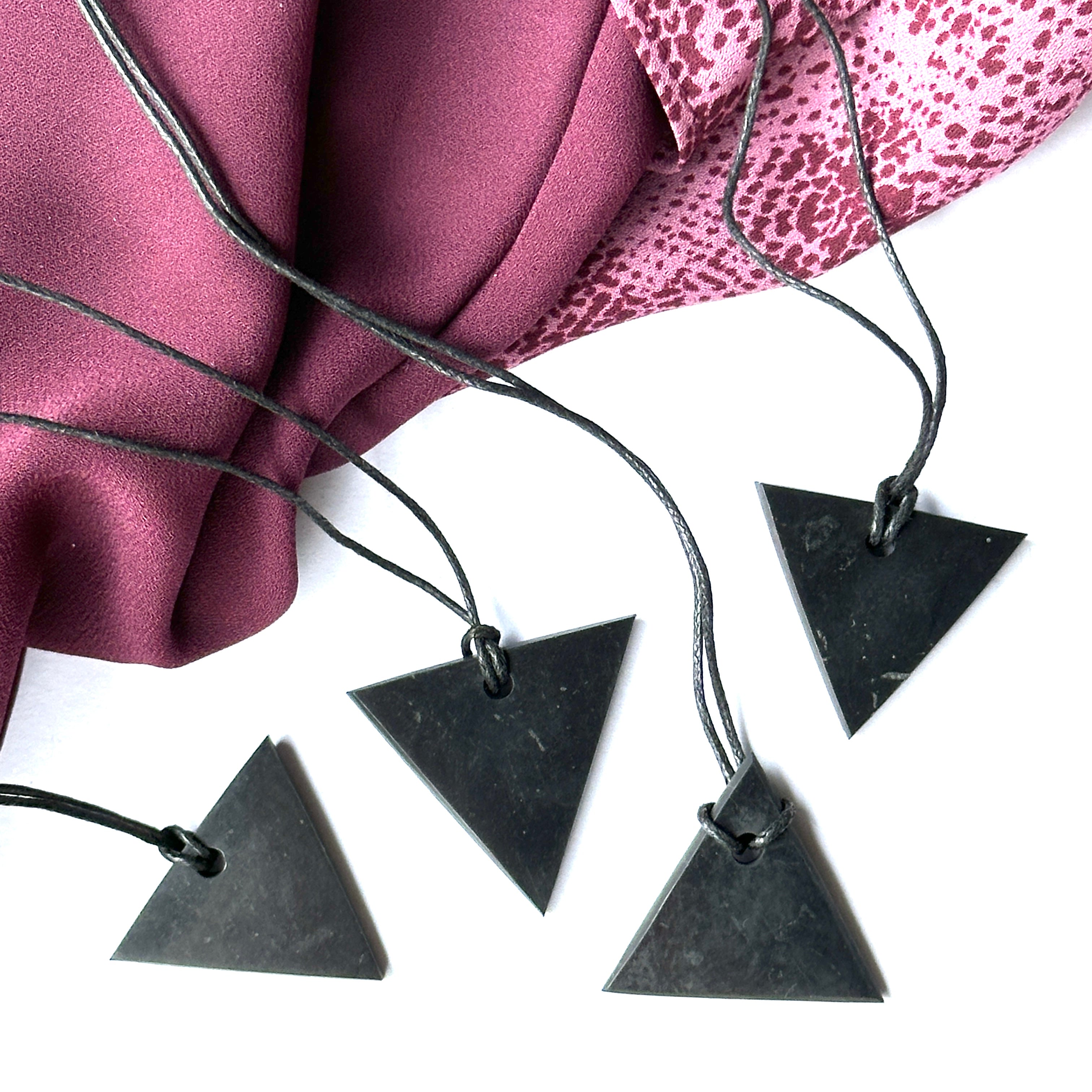 Shungite Triangle Pendants on Necklace Cord