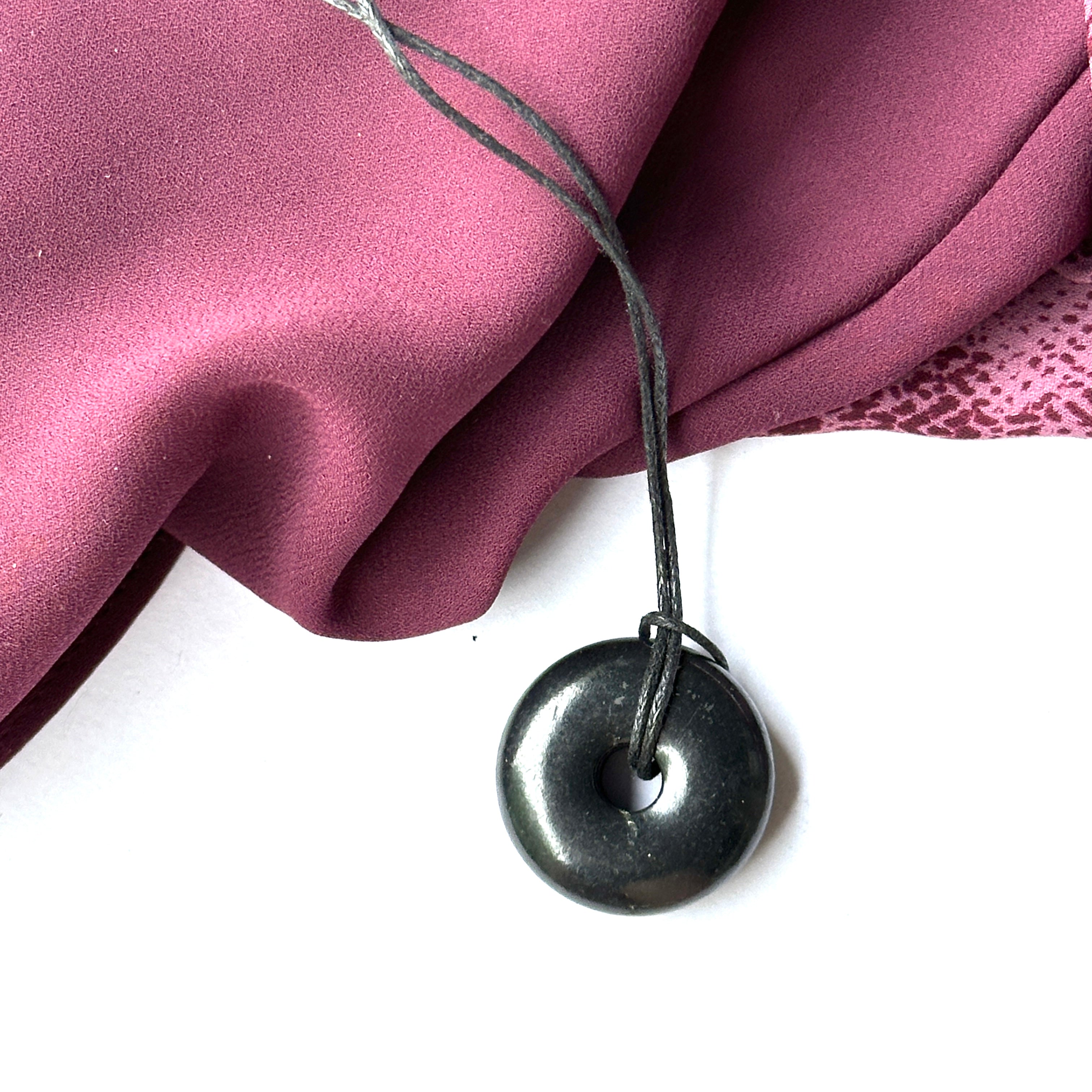 Shungite Donut Pendants on Necklace Cord
