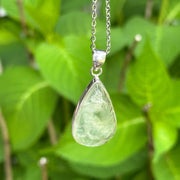 Prehnite Teardrop Pendant and Chain