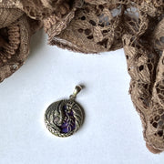 Sterling Silver Dragon with Purple Abolone Pendant