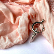 Rose Quartz with Sterling Silver Moon and Stars Pendant