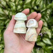 Blue Green Aragonite Mushroom Carving