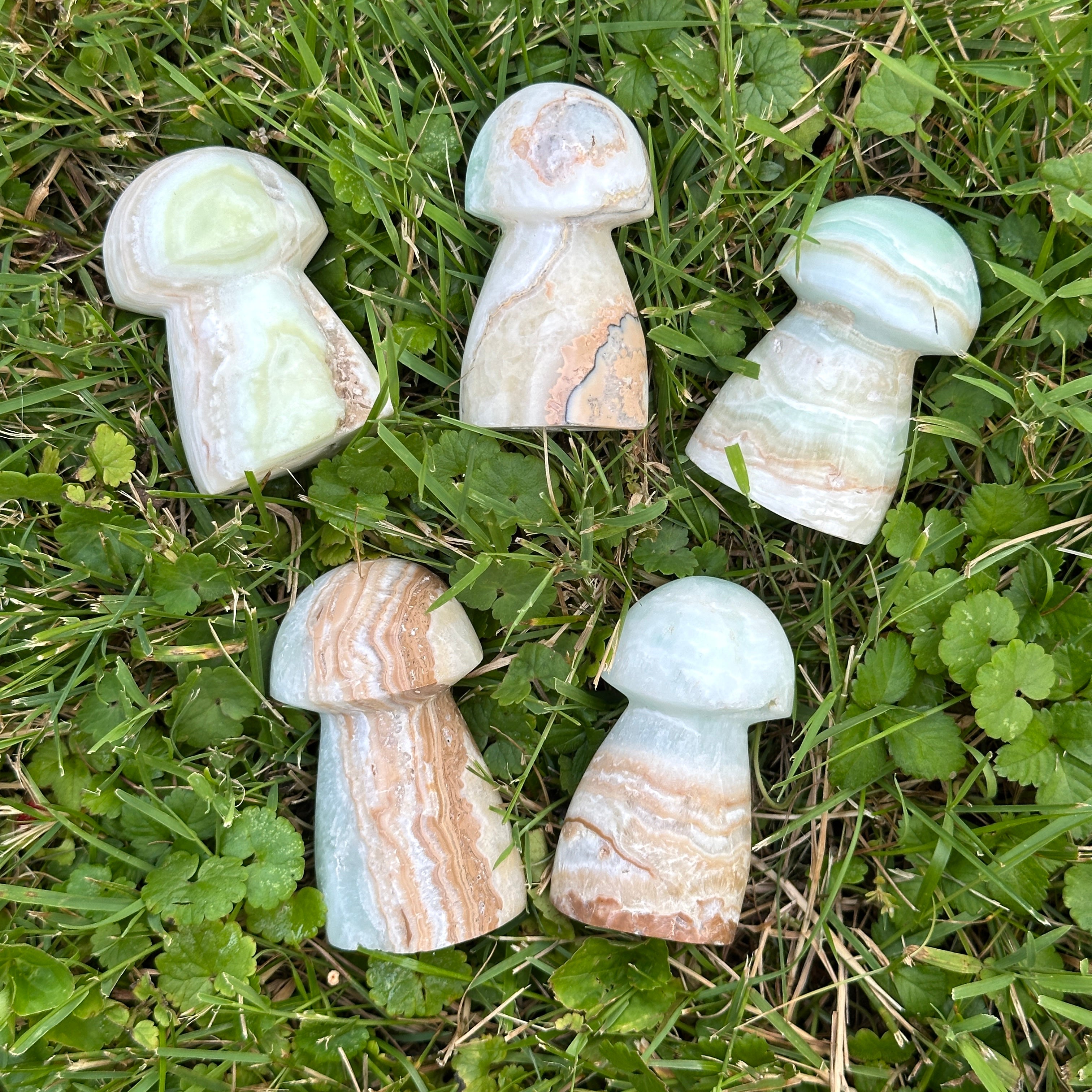 Blue Aragonite Mushroom Carving ~ Small