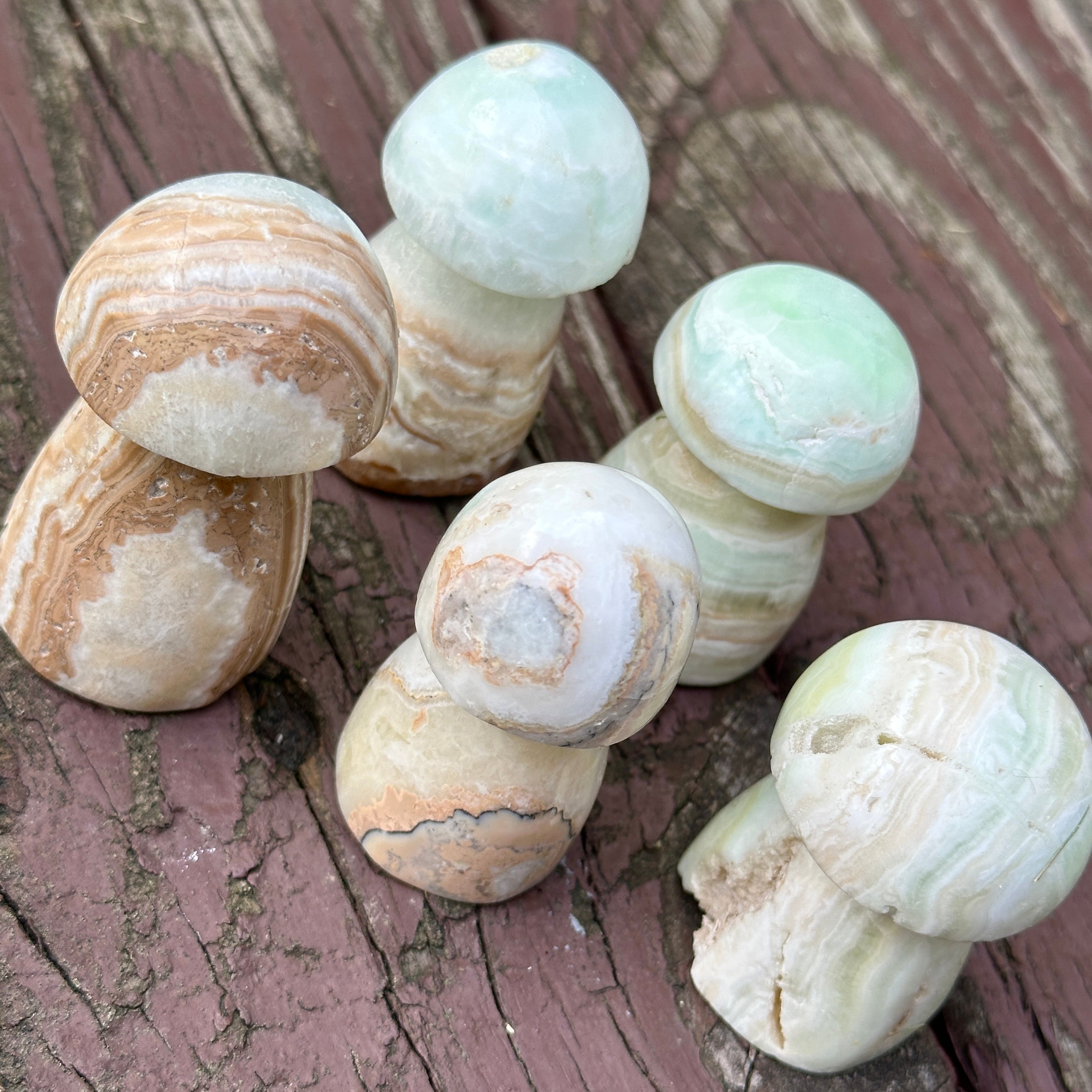 Blue Aragonite Mushroom Carving ~ Small