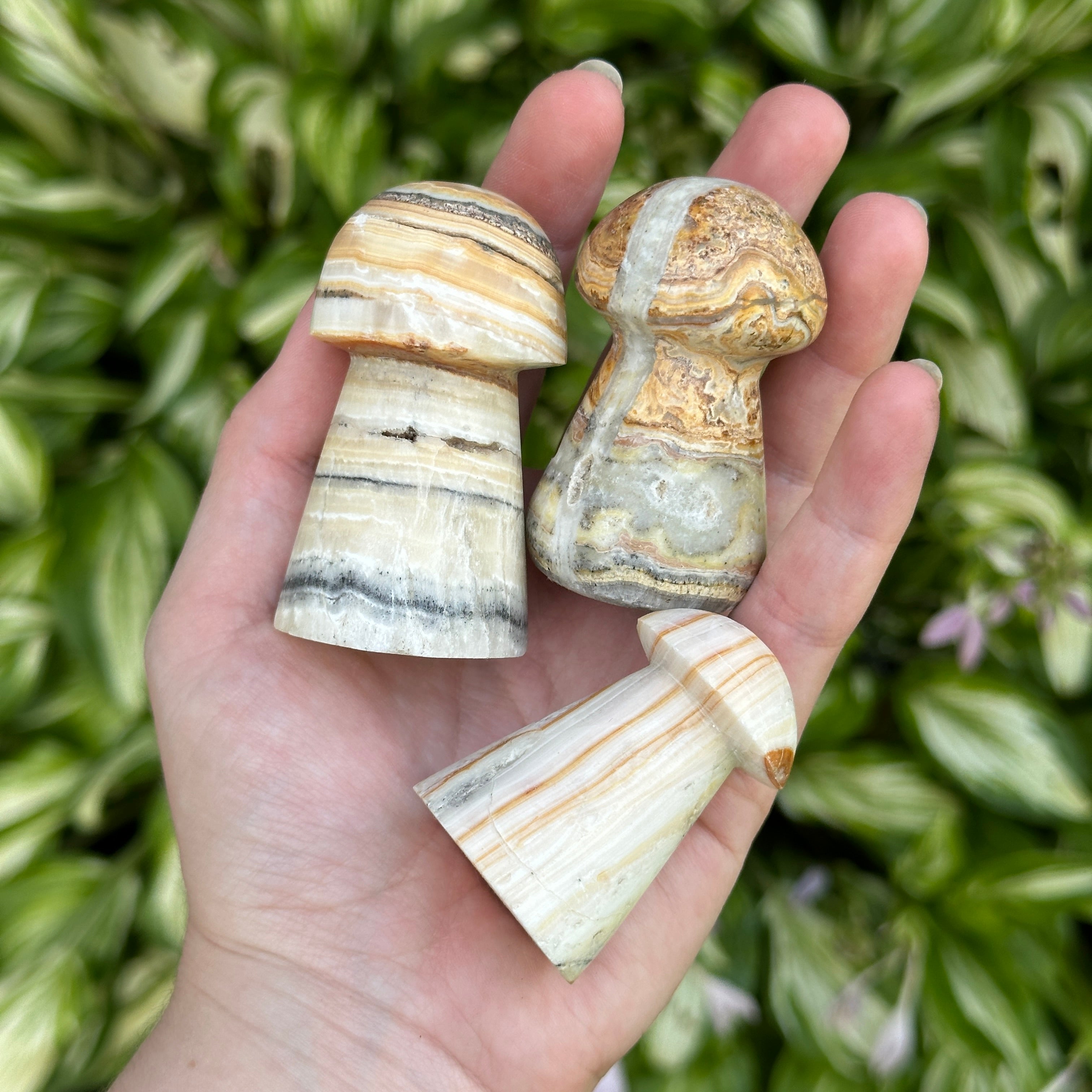 Brown  & Honey Calcite Mushroom Carving