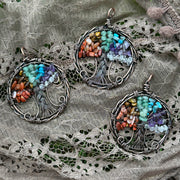 Multi-stone Tree of Life Pendants - Includes adjustable necklace cord