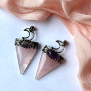 Rose Quartz Pendant with Amethyst Accent - Includes Necklace Cord