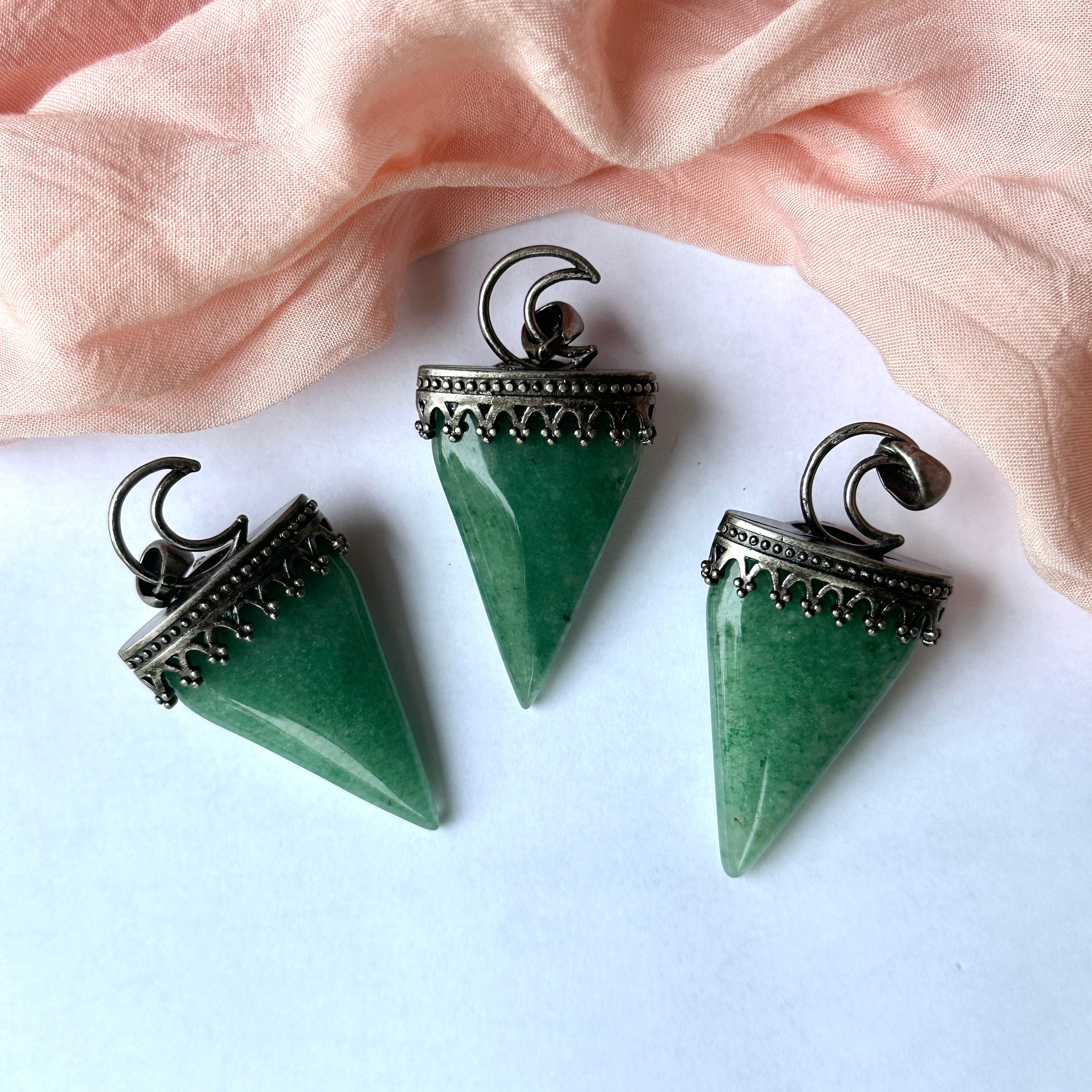 Green Aventurine Pendant with Amethyst Accent - Includes Necklace Cord