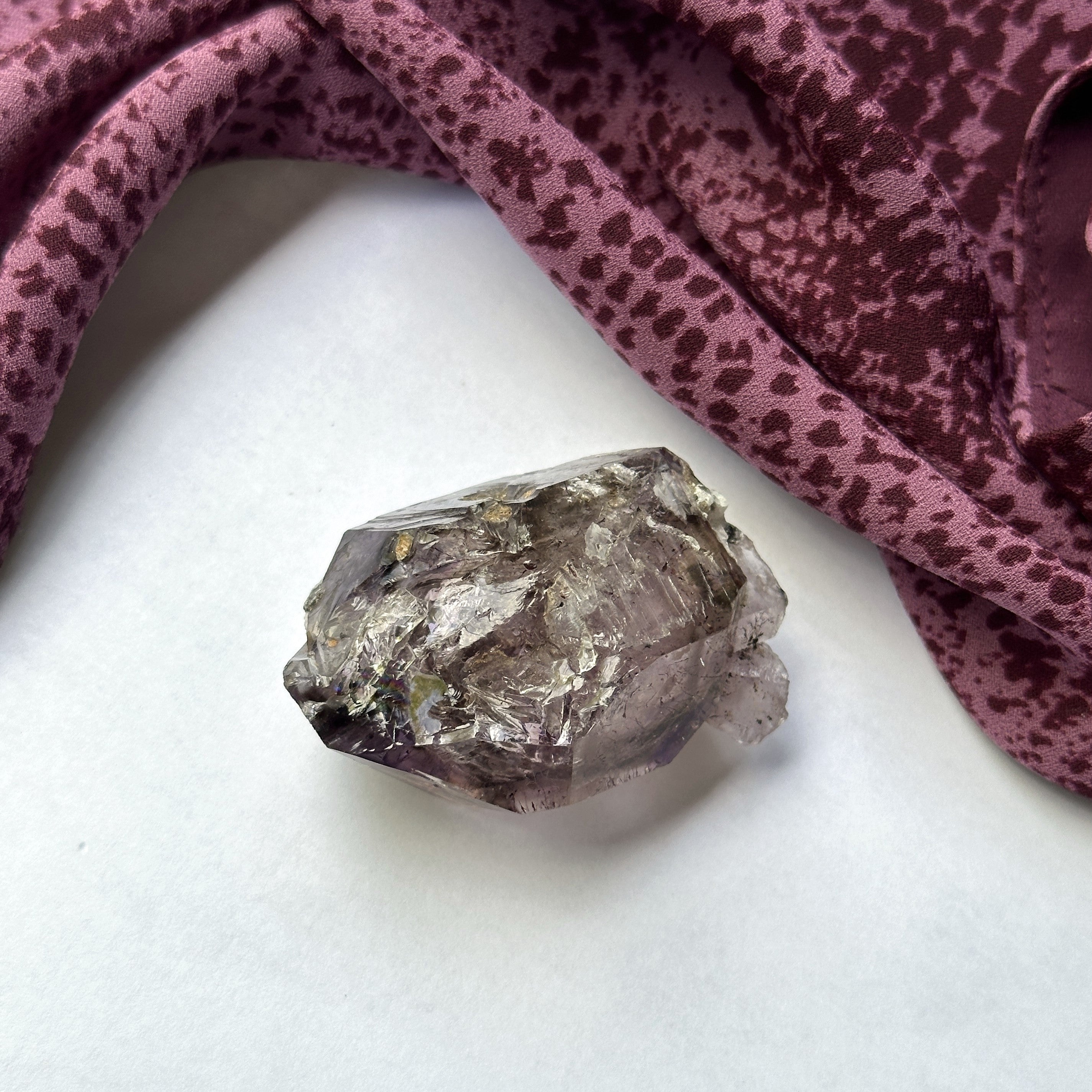 Crystal Clear Double Terminated Ancient Shangaan Amethyst - Self Healed with Rainbows!