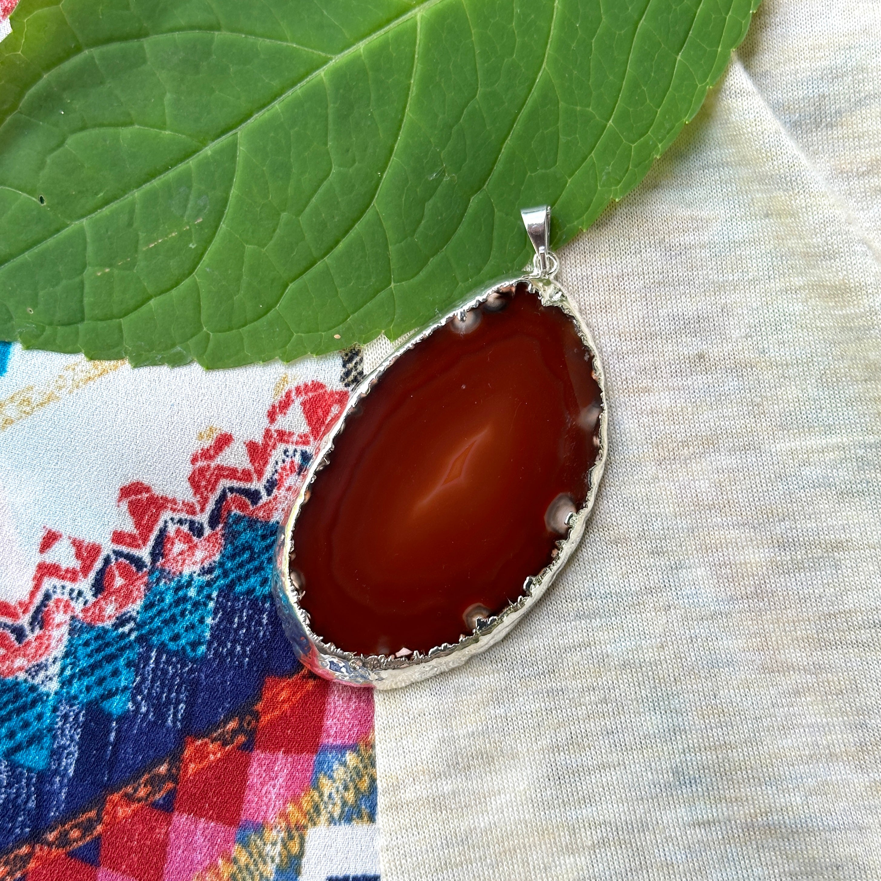 Red/Orange Agate Slice Pendant