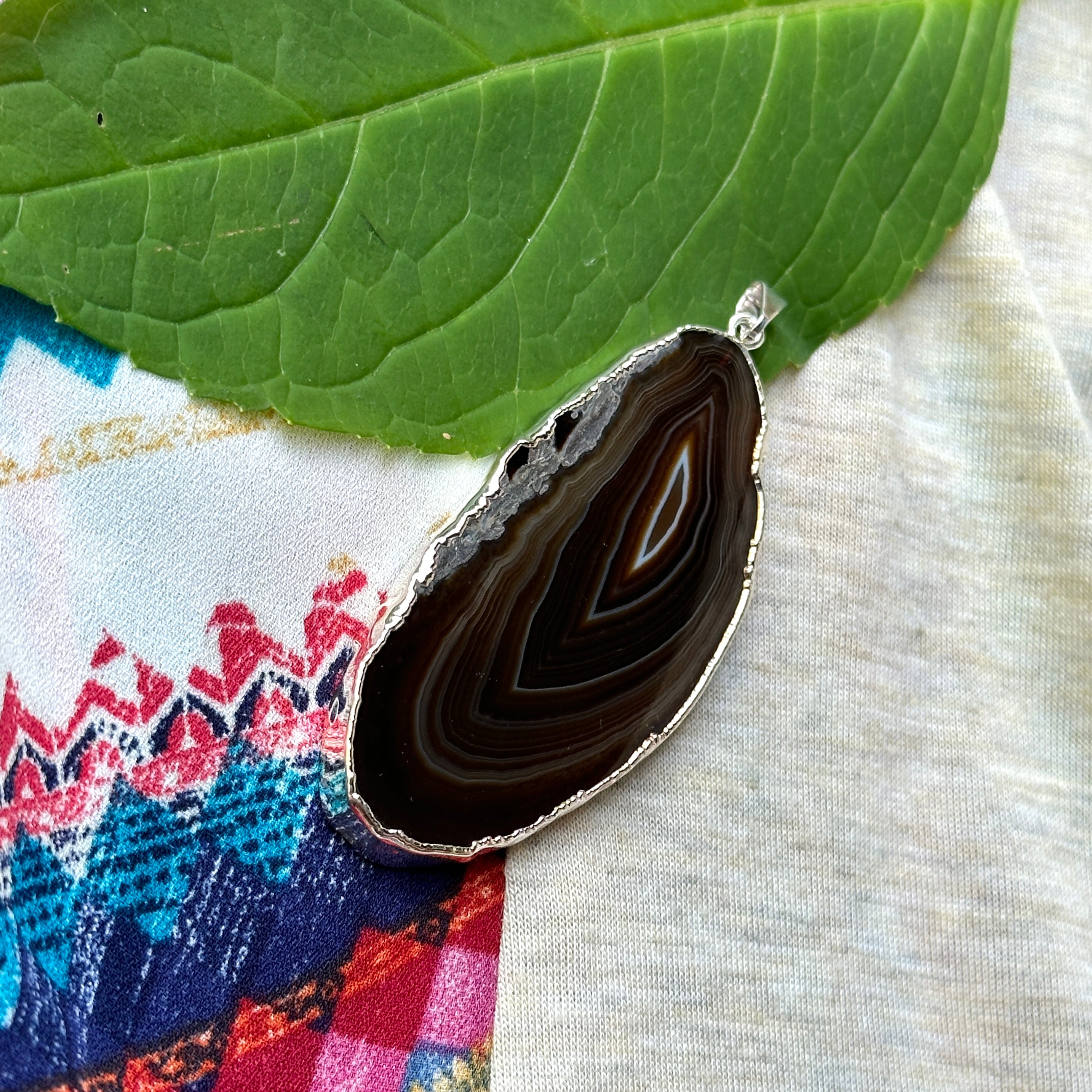 Brown Agate Slice Pendant