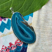 Blue Agate Slice Pendant