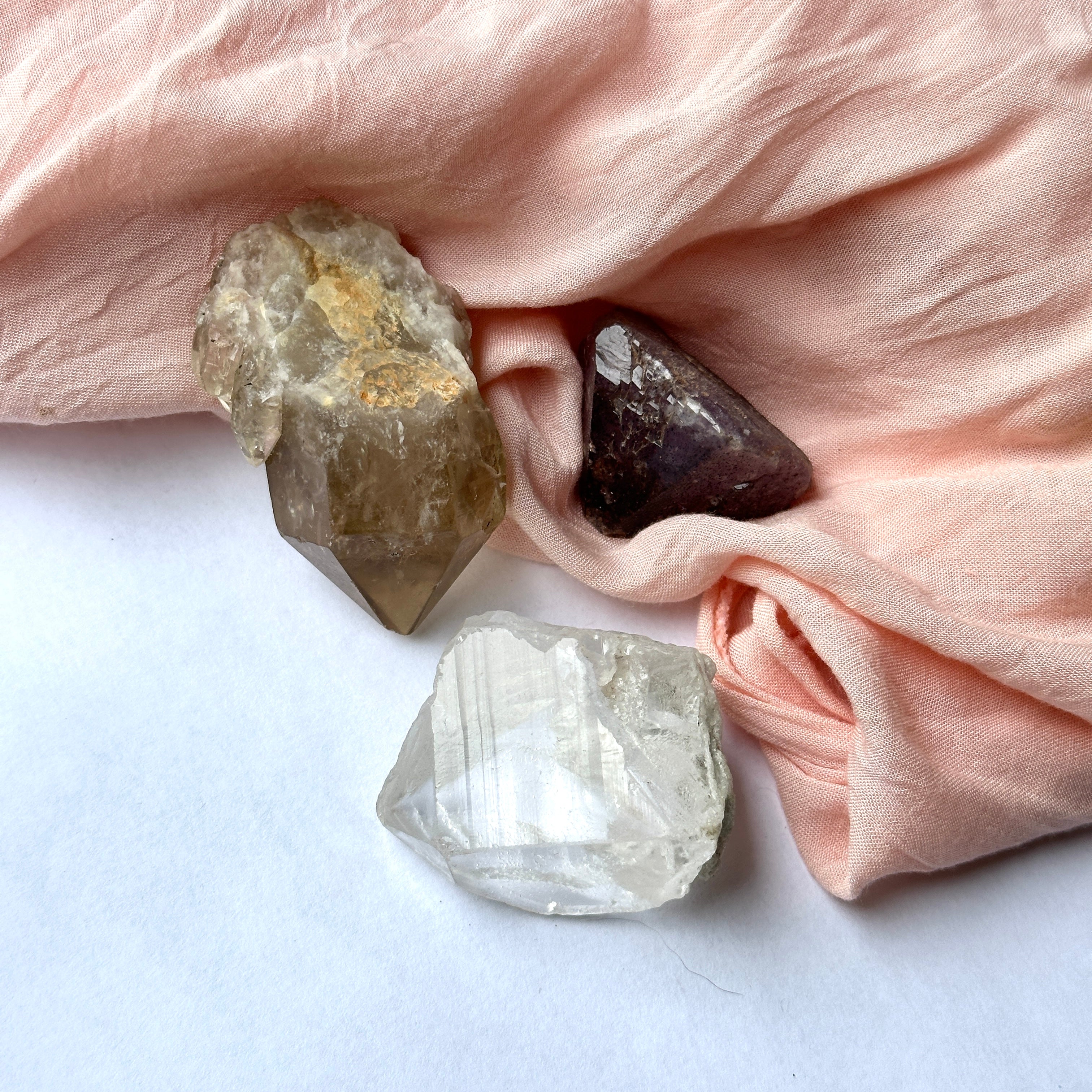 Kundalini Citrine from Congo, Brazilian Quartz and Brandberg Amethyst Point with Record Keepers