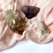 Kundalini Citrine from Congo, Brazilian Quartz and Brandberg Amethyst Point with Record Keepers