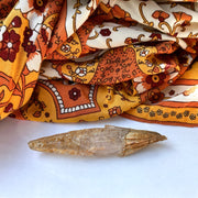 Skinny Elestial Candle Quartz Specimen with Rainbow Flash! Hematoid Crusting