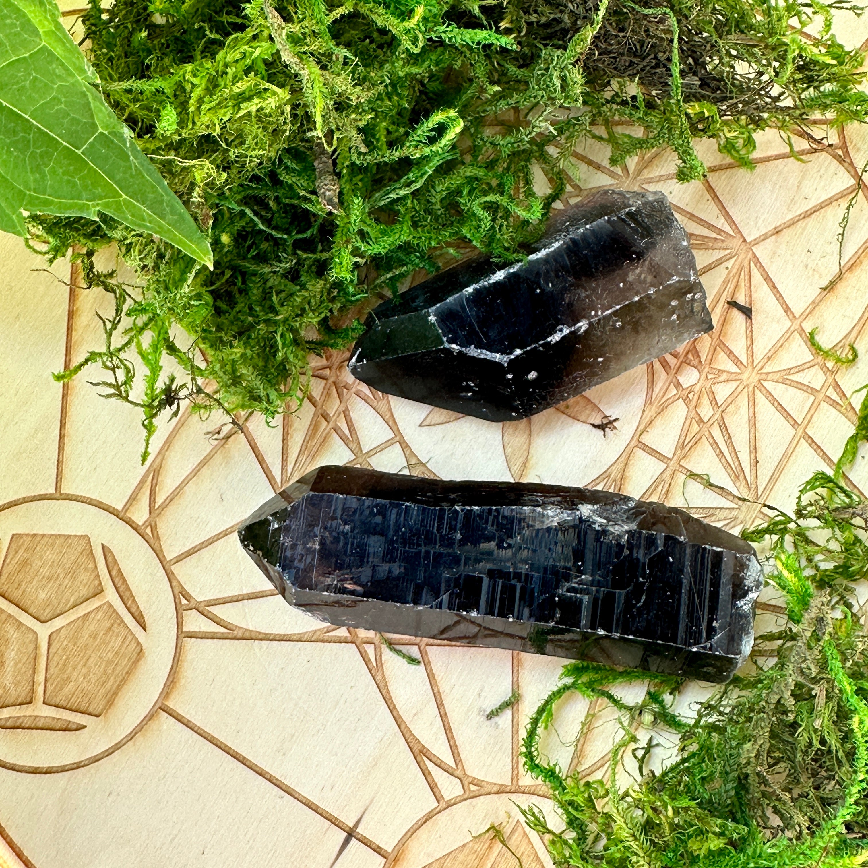 2 Piece Natural Black Smoky Quartz Crystal Set ~ Perfect for Crystal Grids