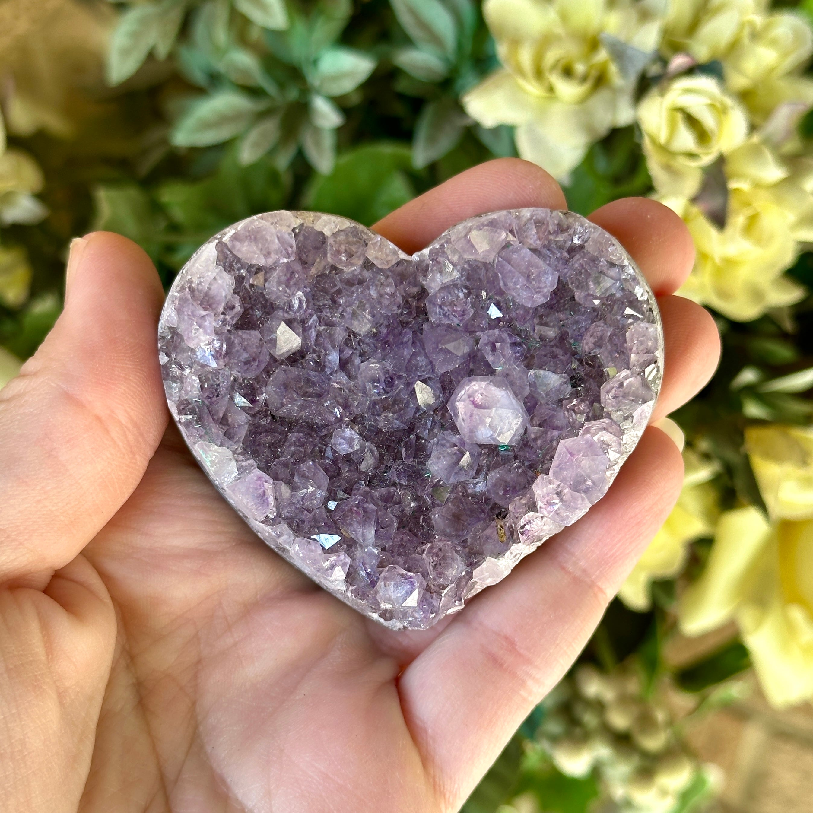 Purple Amethyst Druzy Heart Carving ~ Healing the Aura and Heart & Third Eye Chakra