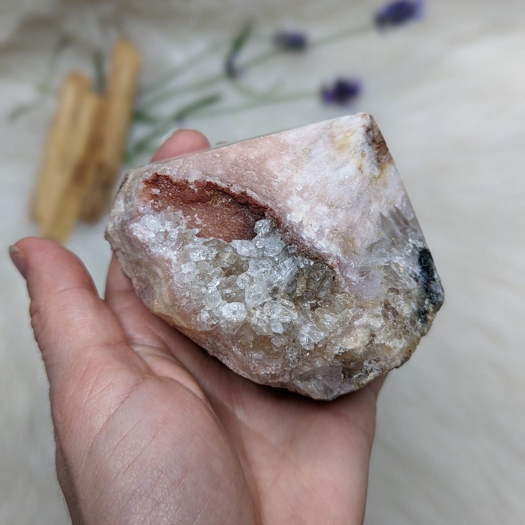 RESERVED | Gorgeous, Deep Pink Amethyst Polished Point Generator with Druzy Inclusions - Earth Family Crystals