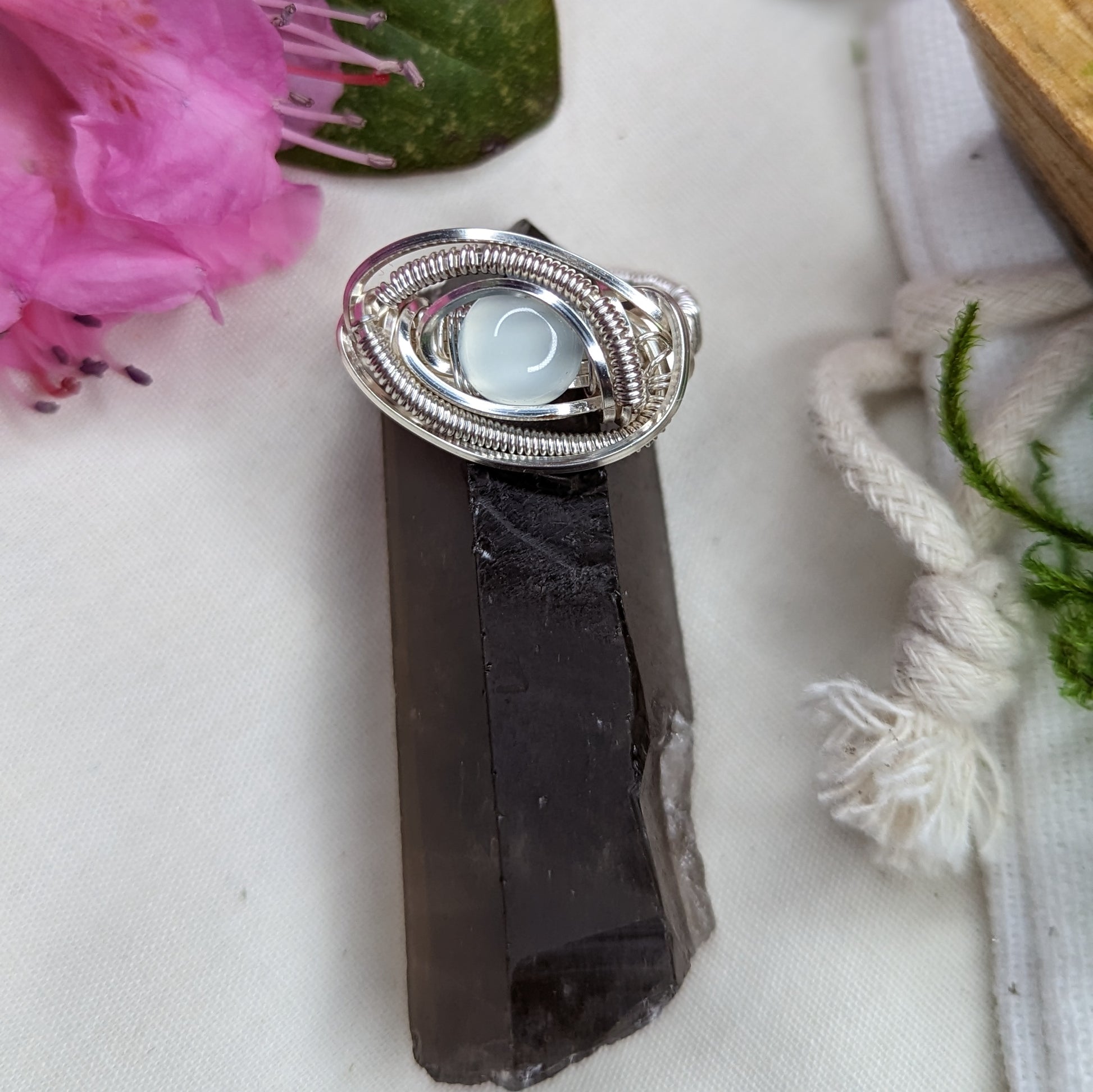 Blue Chalcedony Wire Wrapped Ring ~ Size 5 - Earth Family Crystals