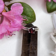 Faceted Garnet Sterling Silver Ring ~ Size 6 - Earth Family Crystals