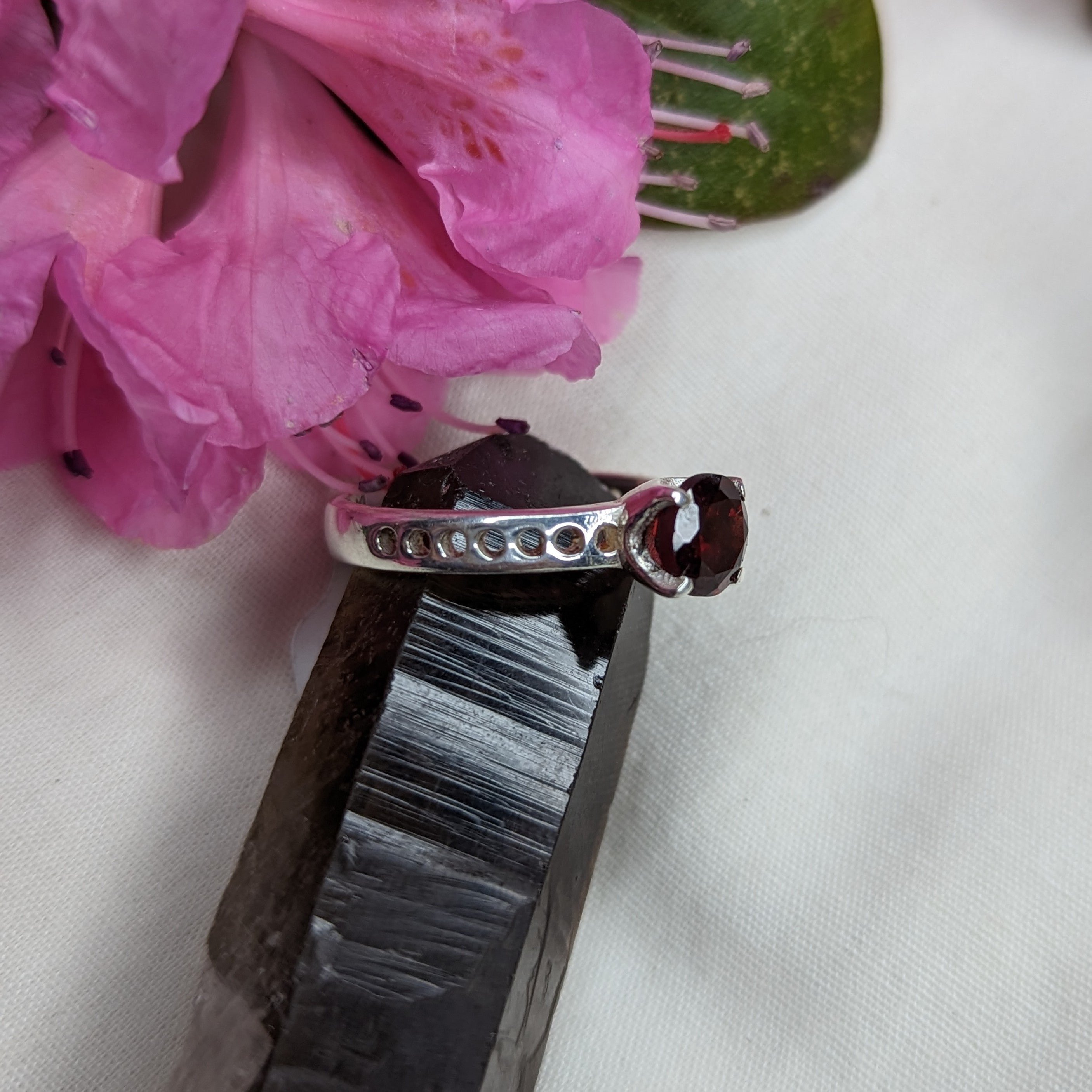 Faceted Garnet Sterling Silver Ring ~ Size 6 - Earth Family Crystals