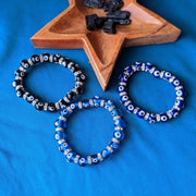 Glass Bead Evil Eye Stretch Bracelet ~ Available in 3 colors - Earth Family Crystals