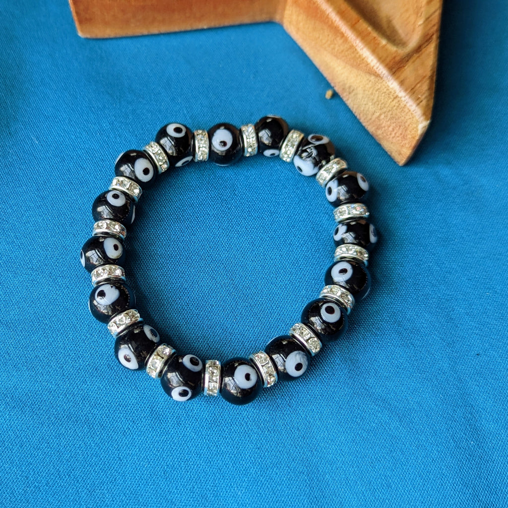 Glass Bead Evil Eye Stretch Bracelet ~ Available in 3 colors - Earth Family Crystals