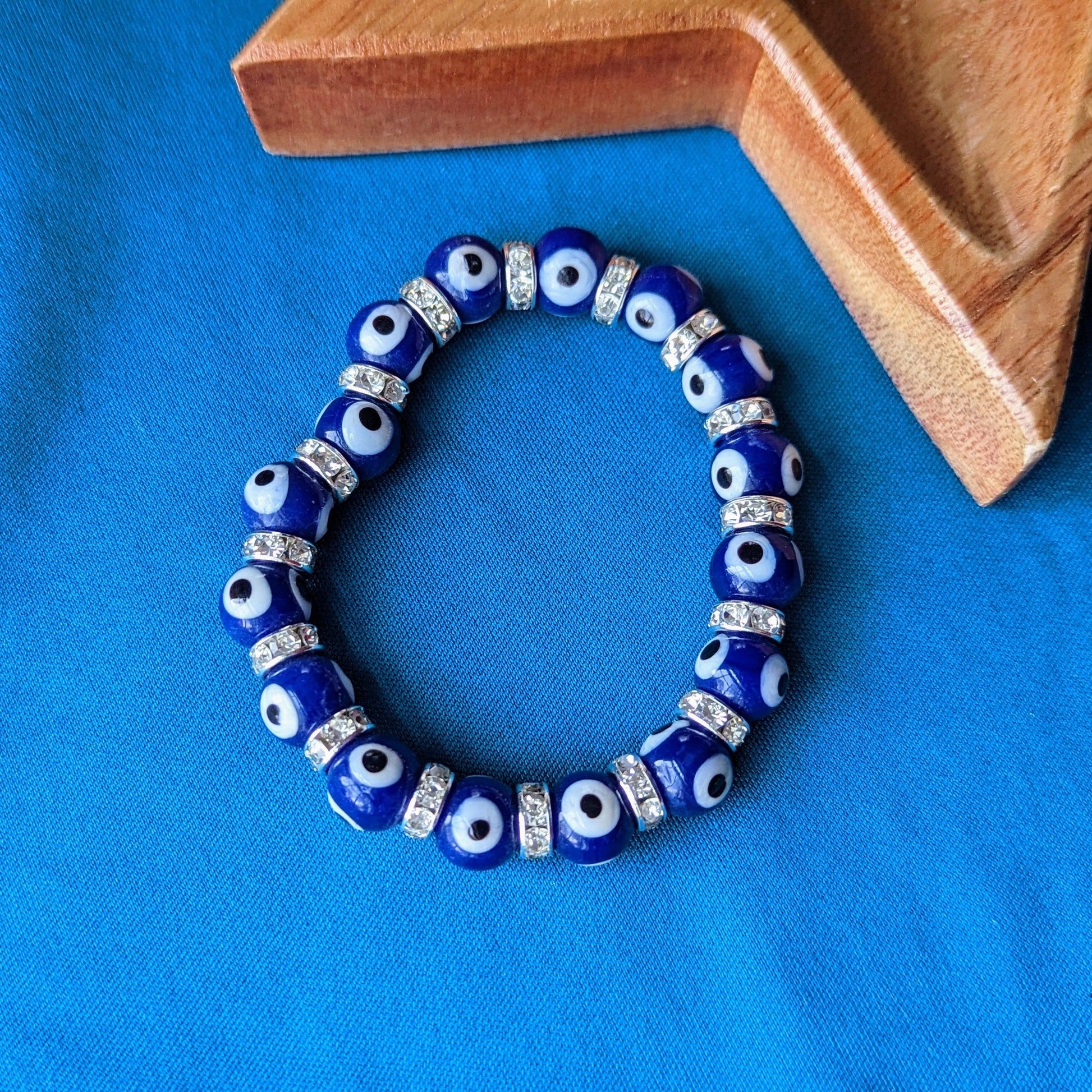 Glass Bead Evil Eye Stretch Bracelet ~ Available in 3 colors - Earth Family Crystals