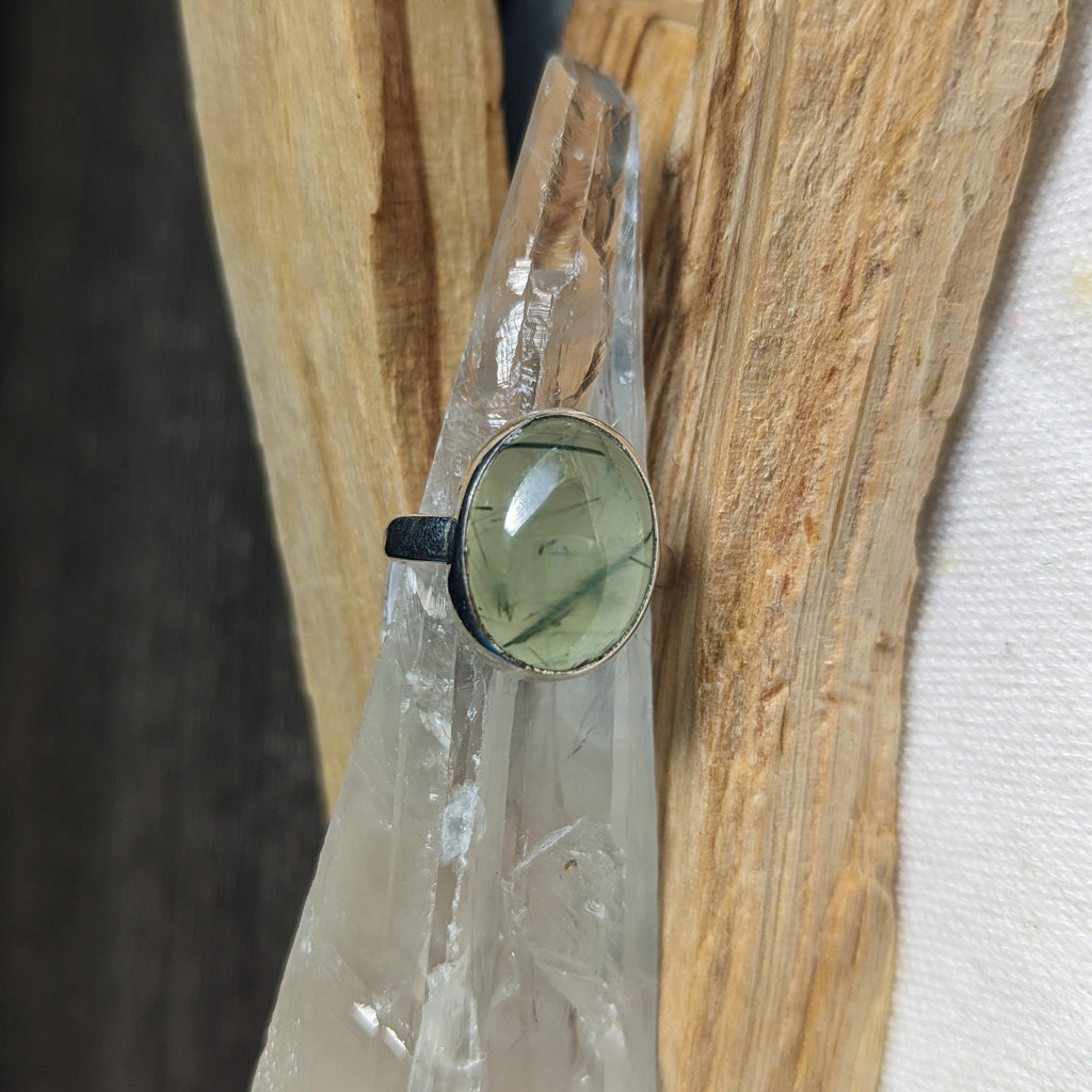Prehnite Ring ~ Oval Setting, Sterling Silver - Earth Family Crystals