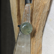 Prehnite Ring ~ Round Setting, Sterling Silver Size 6 - Earth Family Crystals