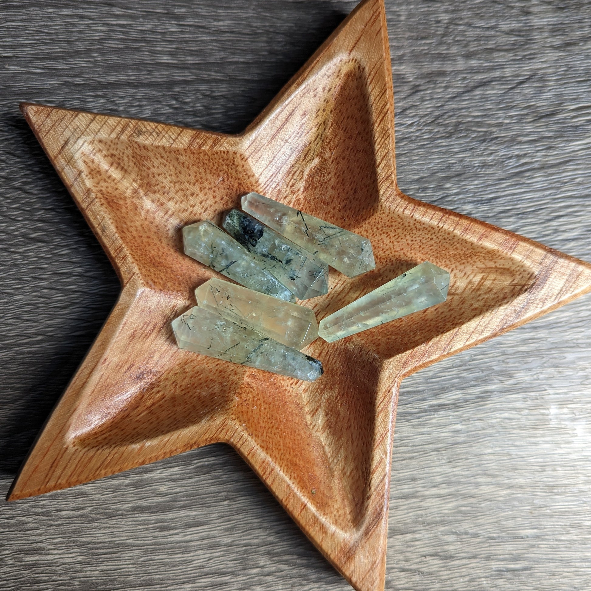 Double Terminated Natural Green Prehnite  Mini Polished Points - Earth Family Crystals
