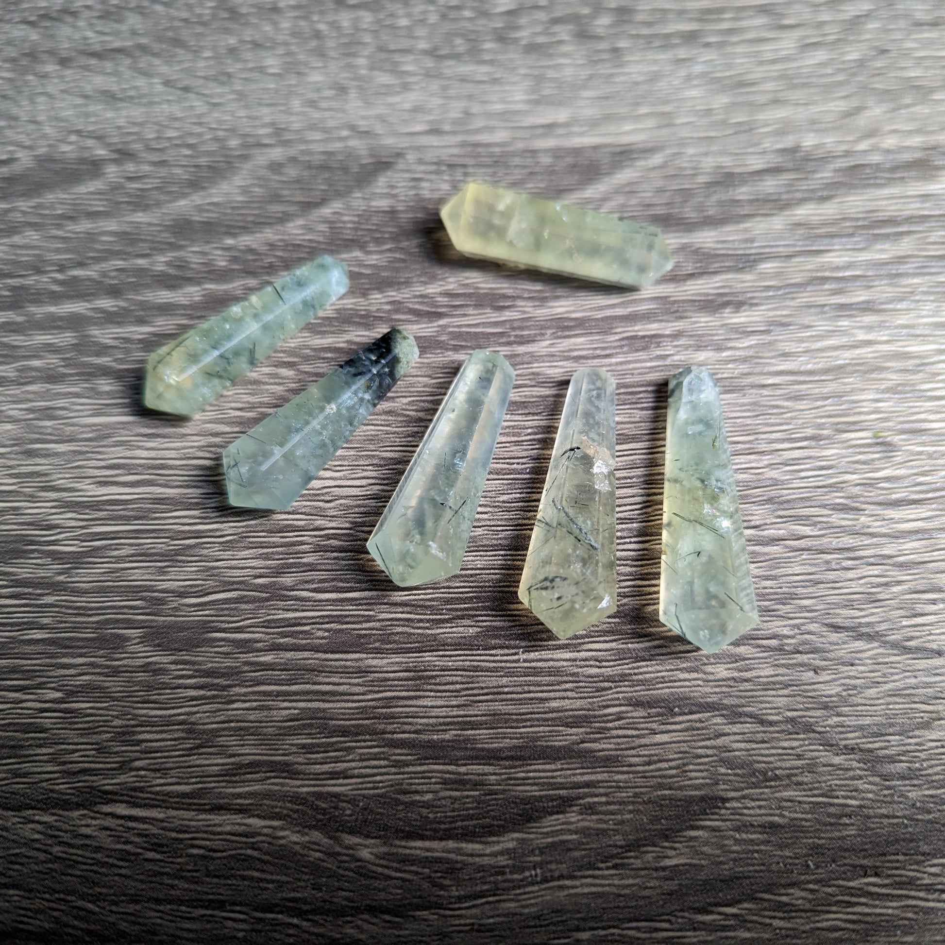 Double Terminated Natural Green Prehnite  Mini Polished Points - Earth Family Crystals