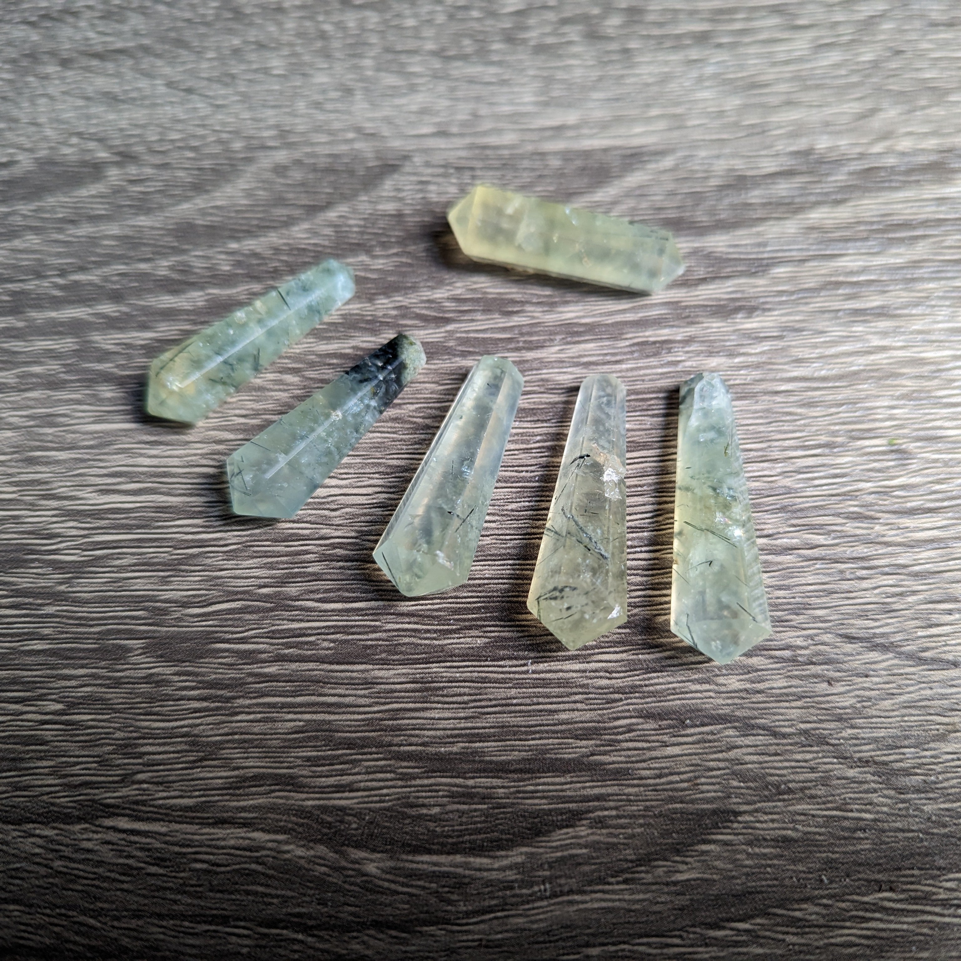 Double Terminated Natural Green Prehnite  Mini Polished Points - Earth Family Crystals