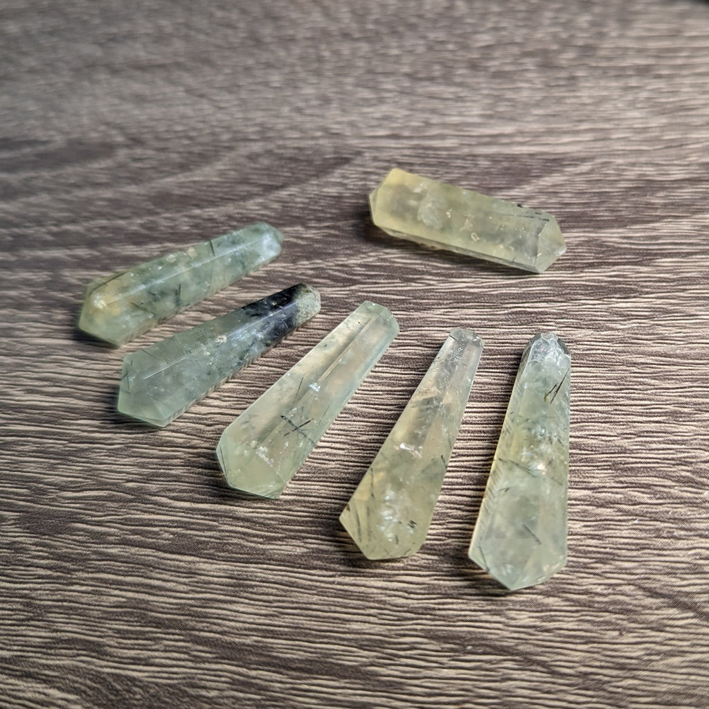 Double Terminated Natural Green Prehnite  Mini Polished Points - Earth Family Crystals