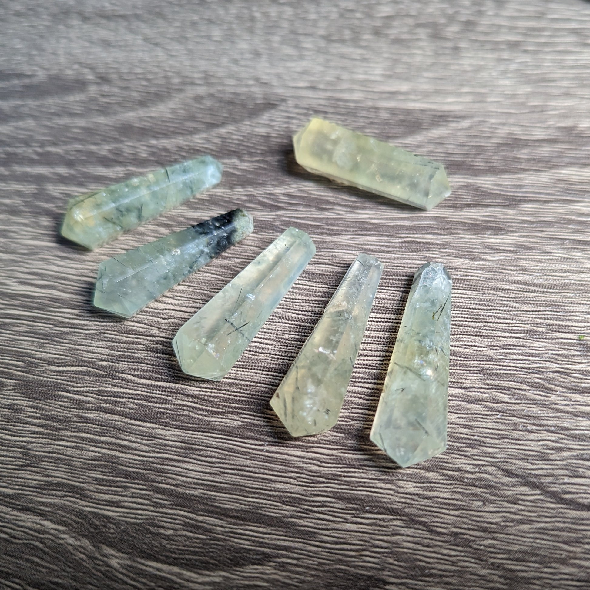 Double Terminated Natural Green Prehnite  Mini Polished Points - Earth Family Crystals