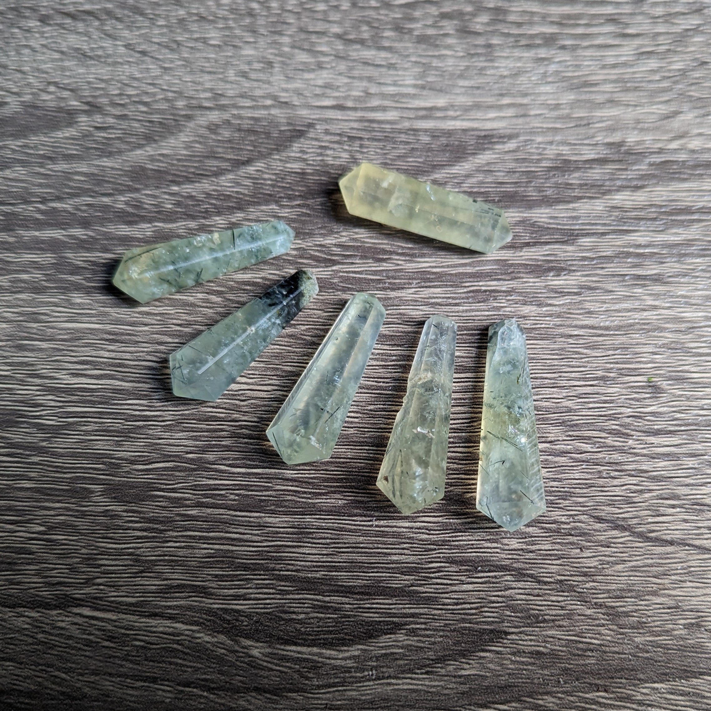 Double Terminated Natural Green Prehnite  Mini Polished Points - Earth Family Crystals