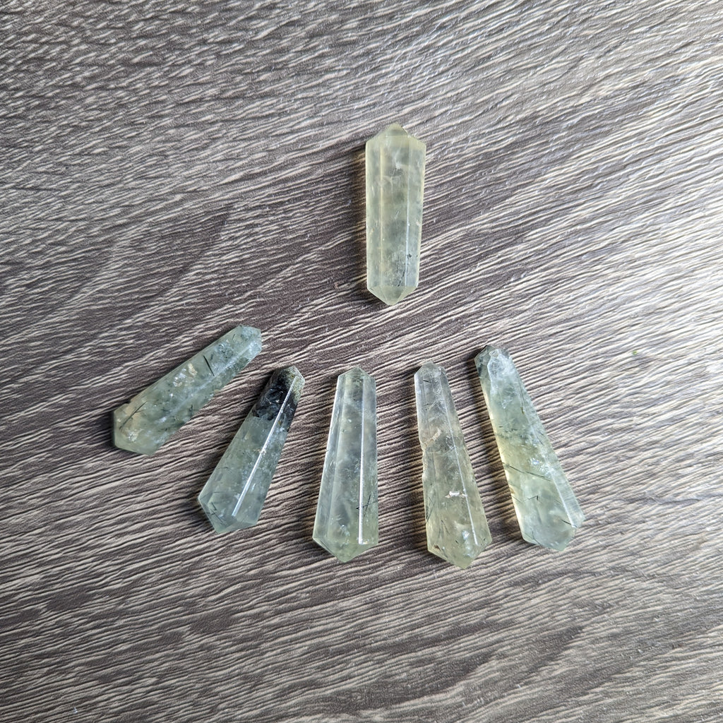 Double Terminated Natural Green Prehnite  Mini Polished Points - Earth Family Crystals
