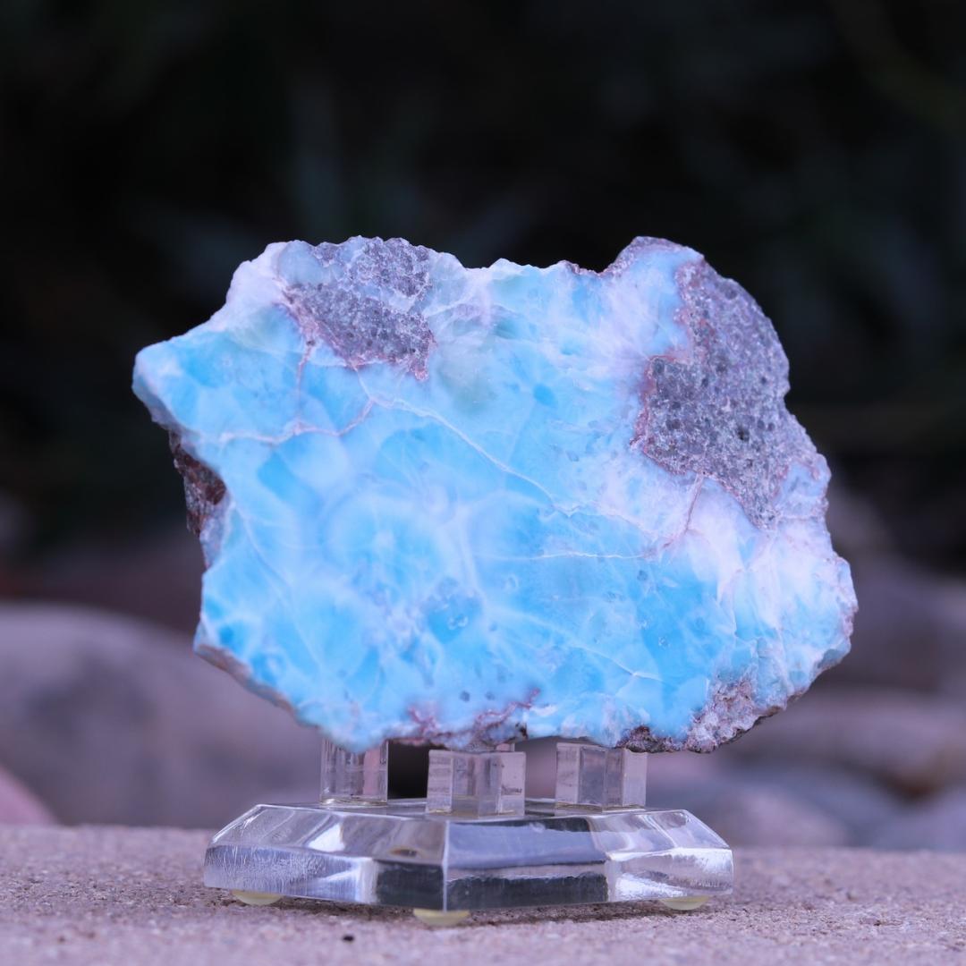 Partially Polished Larimar Stone